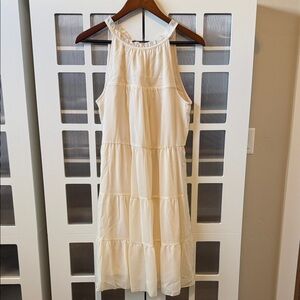 Elegant Cream Tiered Midi Dress